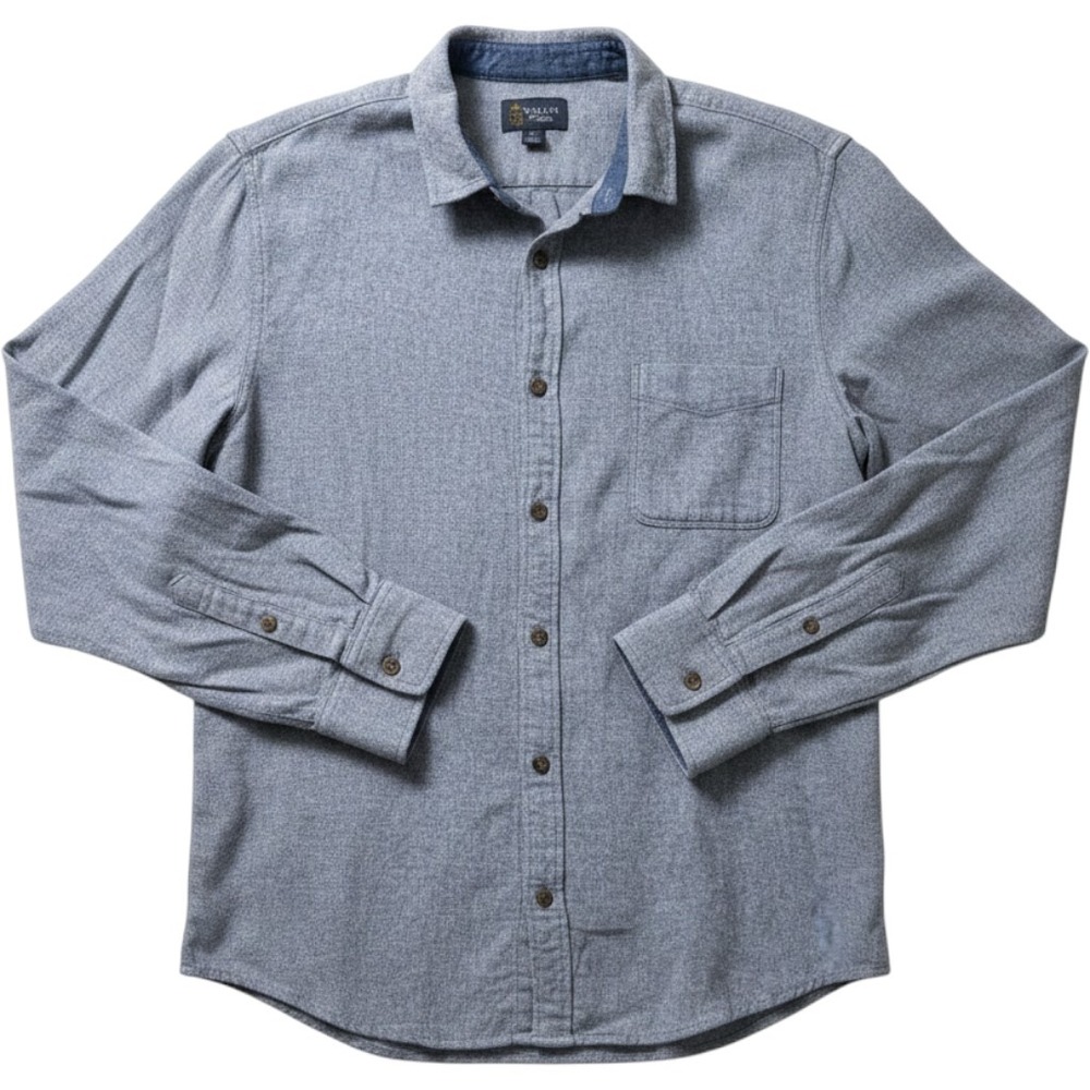 Wallin & Bros Mens Button Down Shirt XL Heather Gray Cotton Classic Woven Career
